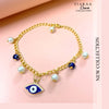Blue Evil Eye Pearl Golden Charm Bracelet