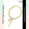 Pink Daisy Crystal Pearl Charm Bracelet