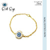 White Blue Evil Eye Golden Chain Charm Bracelet