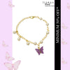 Purple Glitter Butterfly Imitation Pearl Charm Bracelet