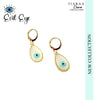 White Evil Eye Drop Golden Earrings