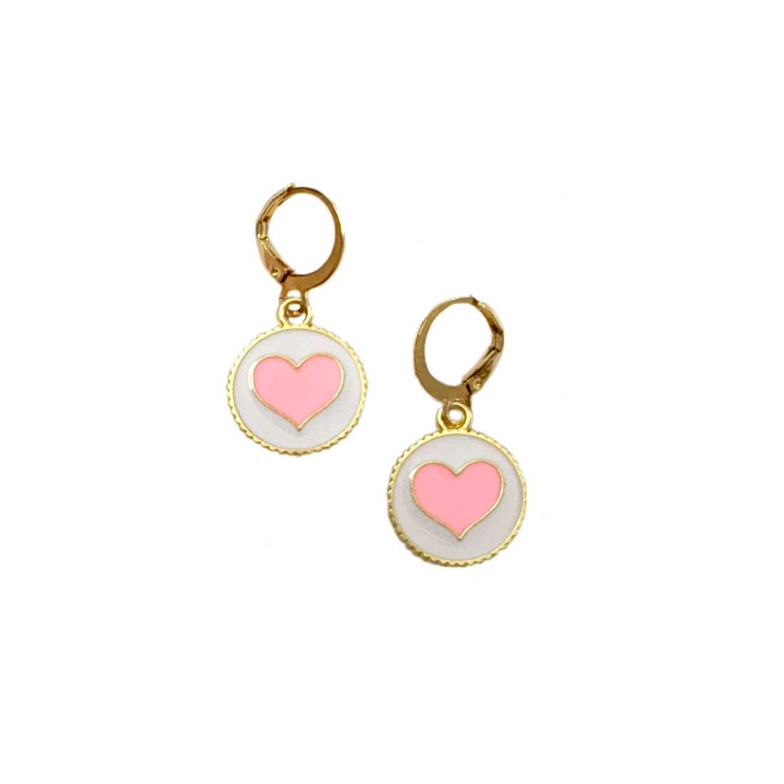 Pink Heart Charm Earrings