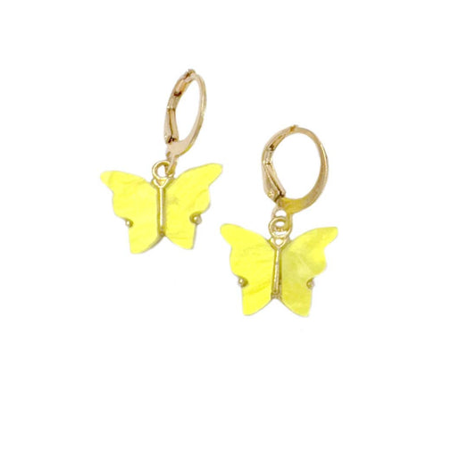 Yellow Butterfly Golden Combo Earrings (Set of 2)