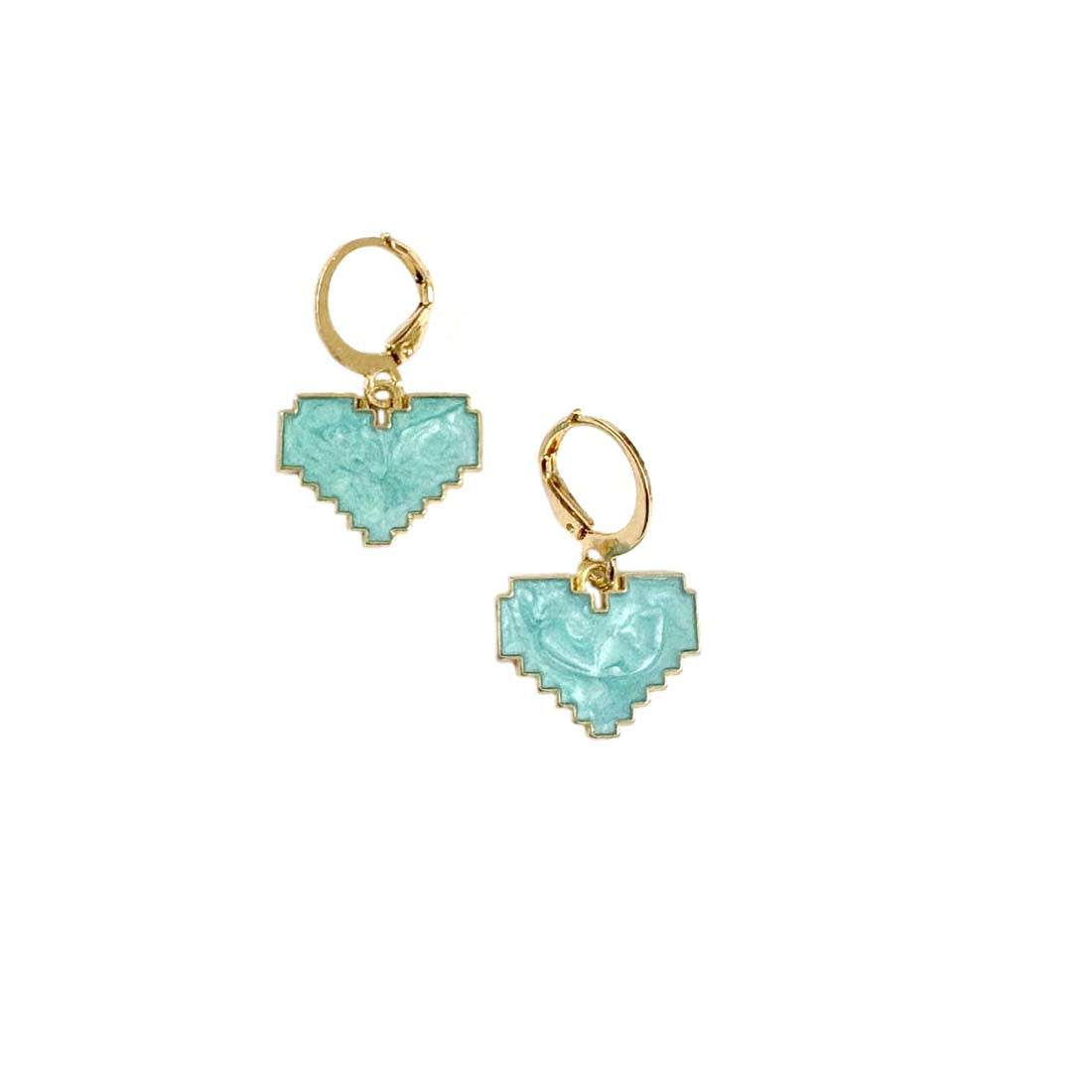 Blue Heart Charm Pendant Earrings Combo Set