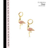 Pink Flamingo Golden Charm Earrings