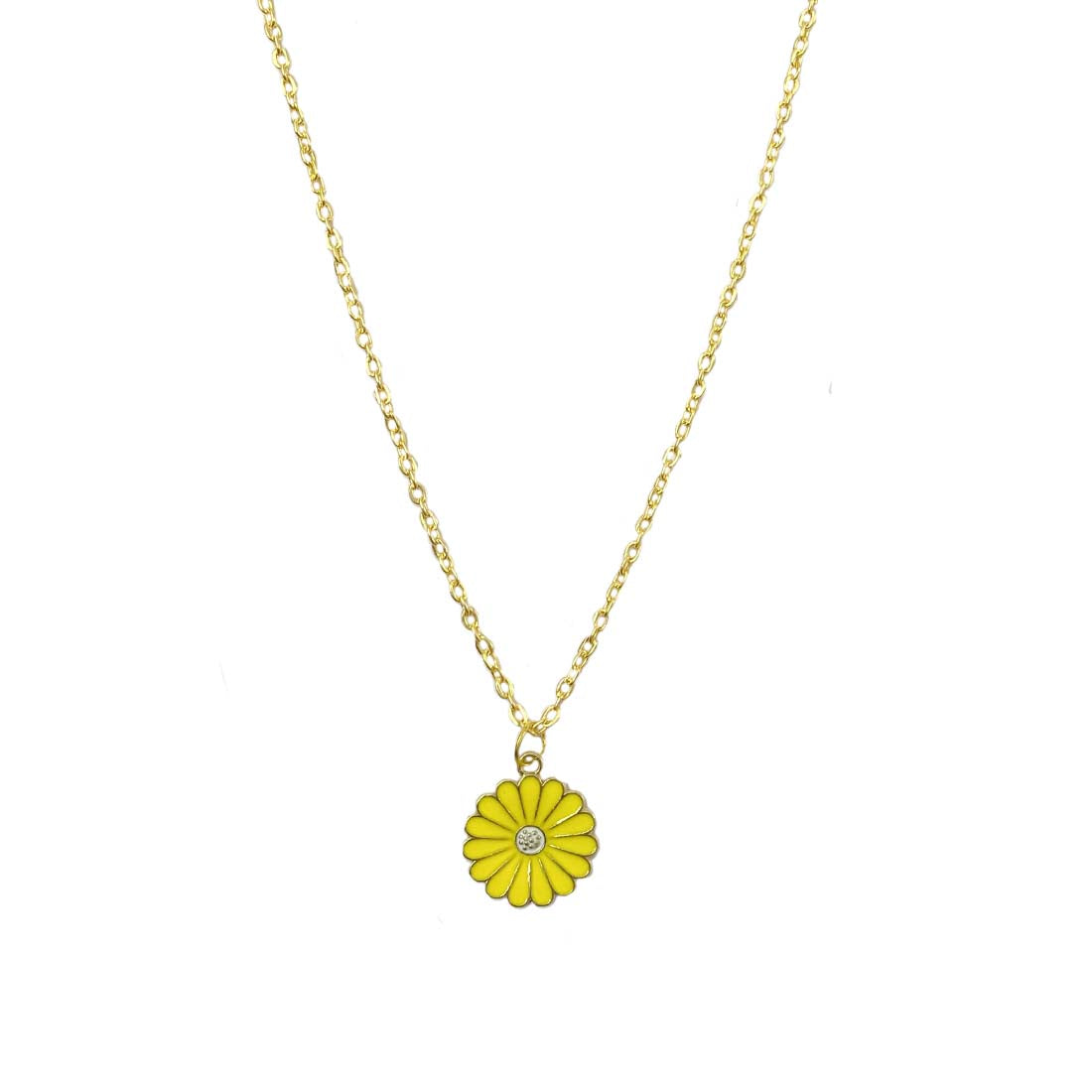 Yellow Daisy Pendant Charm Necklace