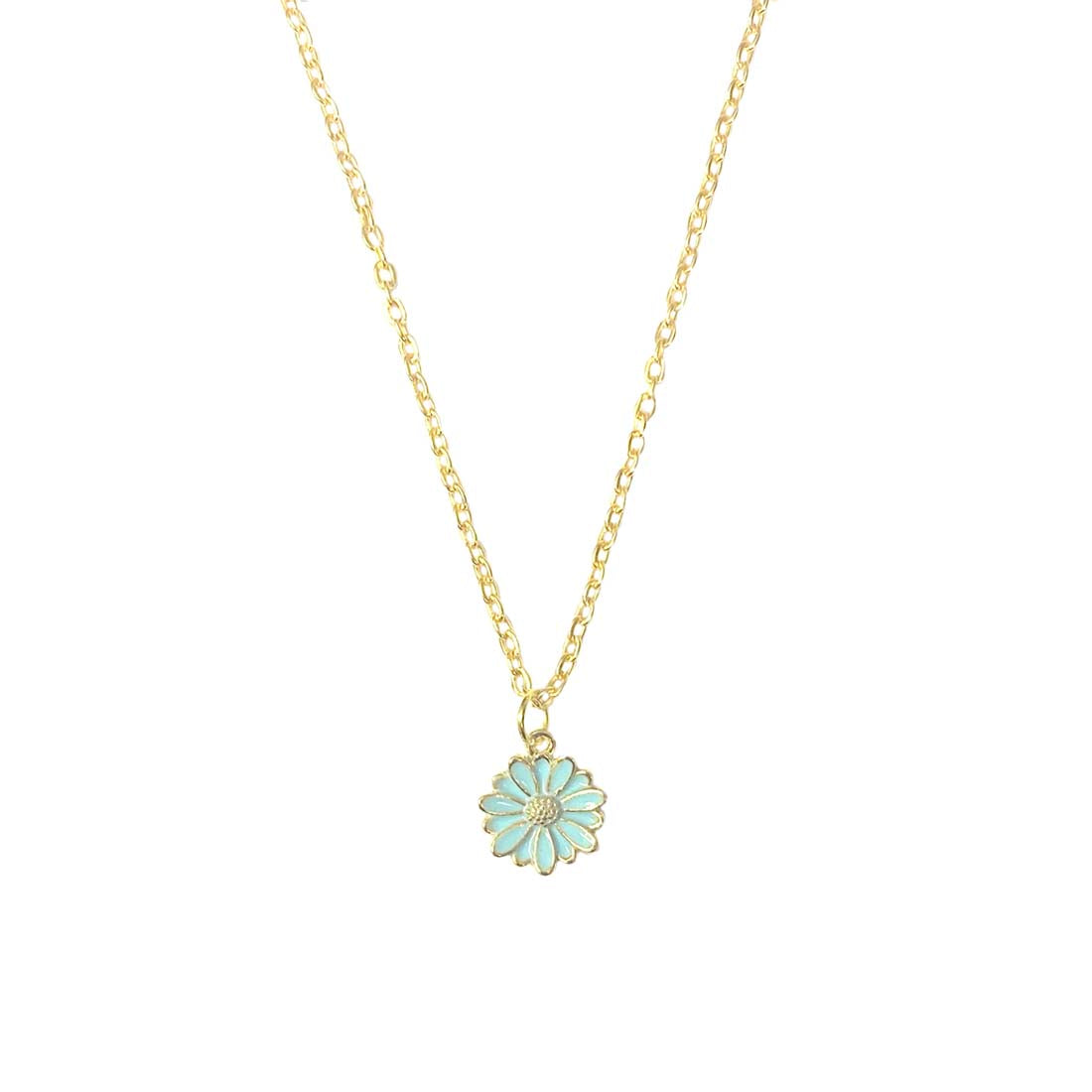 Blue Daisy Pendant Charm Necklace