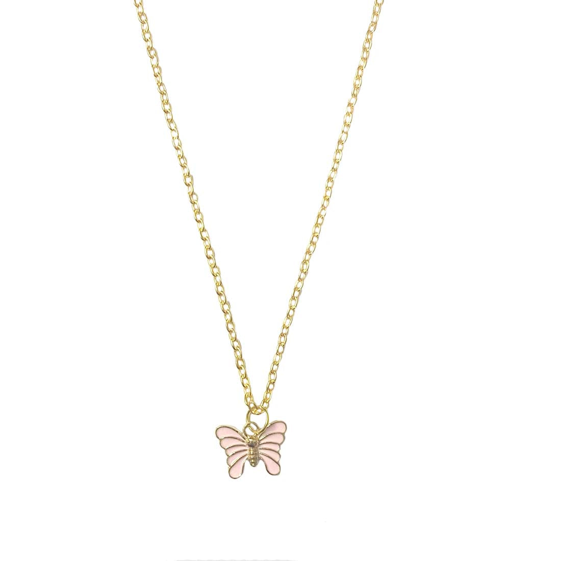Pink Golden Butterfly Pendant Charm Necklace