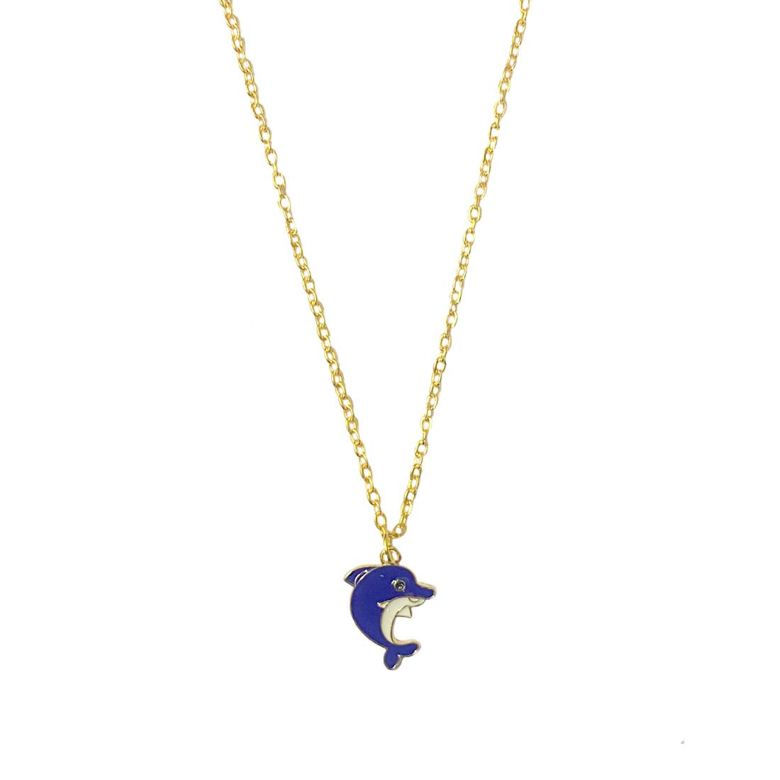 Blue Dolphin Pendant Charm Necklace