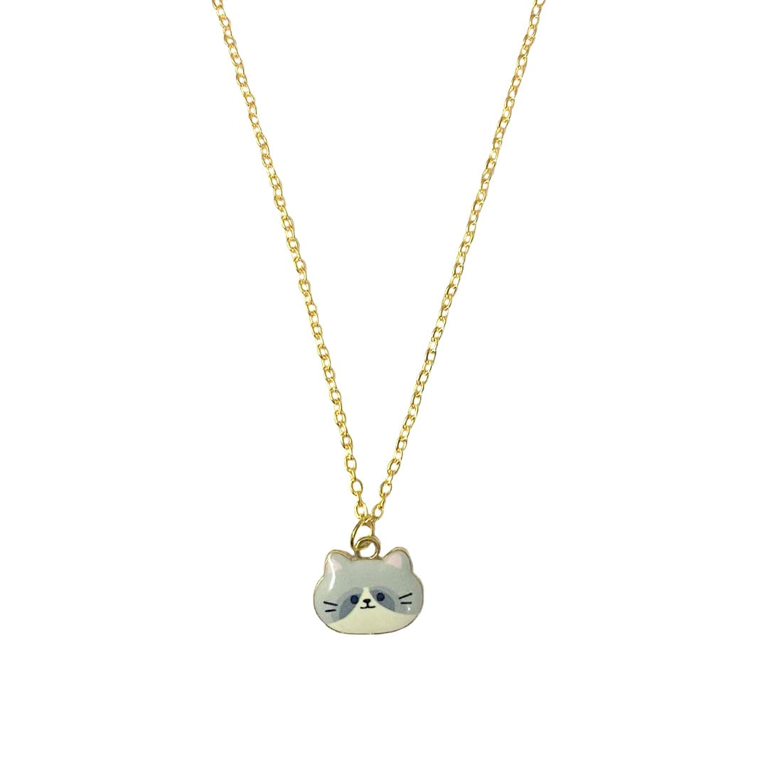 Grey Cat Pendant Charm Necklace