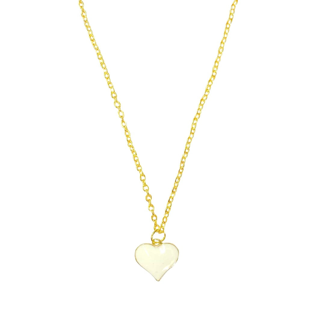White Heart Chain Charm Pendant