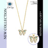 White Evil Eye Golden Butterfly Charm Pendant