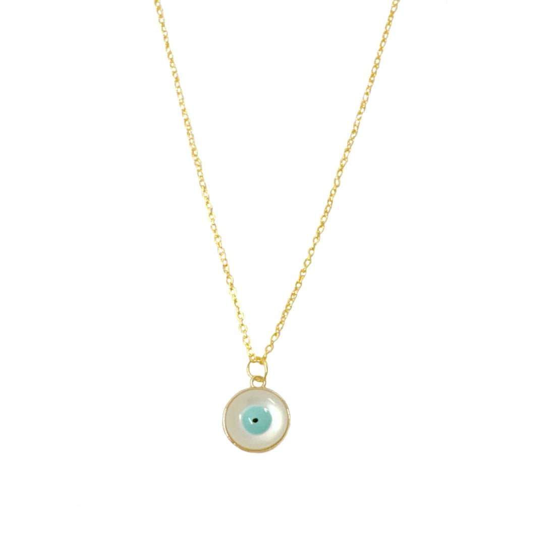 White Evil Eye Golden Charm Pendant