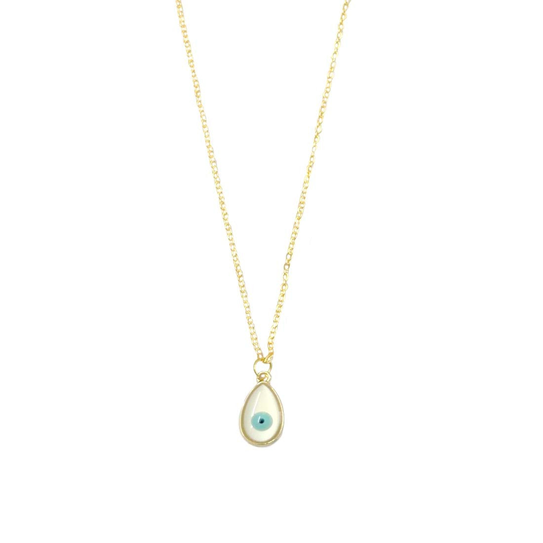 White Evil Eye Drop Golden Charm Pendant