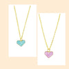 Purple Heart Charm Pendant Earrings Combo