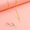 White Butterfly Pendant Charm Necklace Set