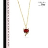 Red Cat Stone Golden Charm Necklace