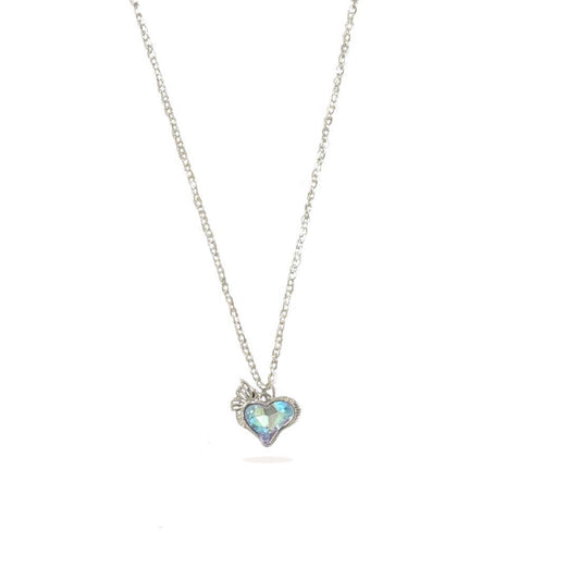 Blue Crystal Pendant Silver Charm Necklace