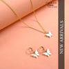 White Butterfly Pendant Charm Necklace Set