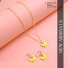 Yellow Butterfly Pendant Charm Necklace Set