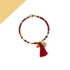 Orange Evil Eye Alloy Gold Tone Bead Charm Bracelet