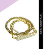 Golden Pearl Coin Chain Charm Combo Bracelet