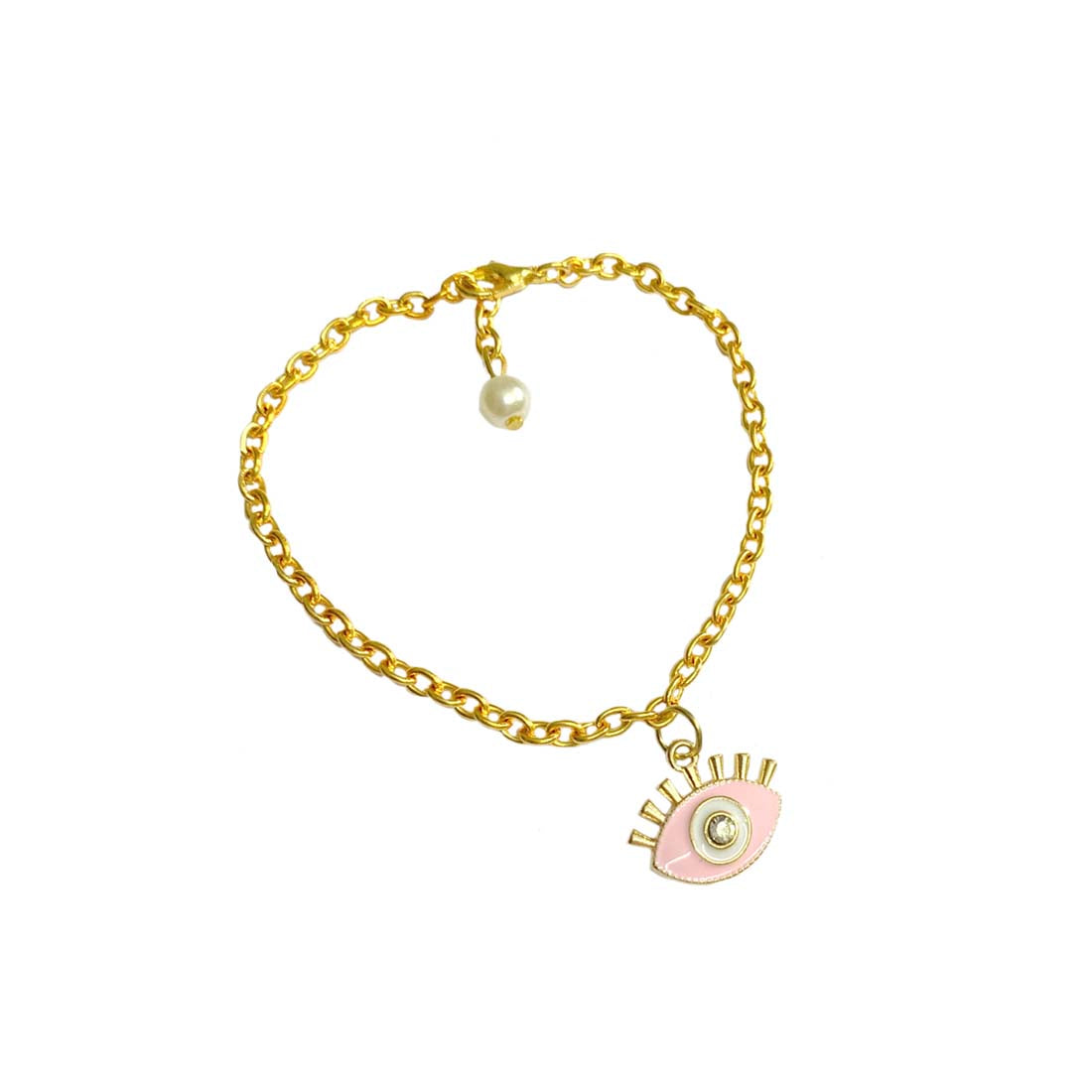 Pink Evil Eye Golden Charm Bracelet