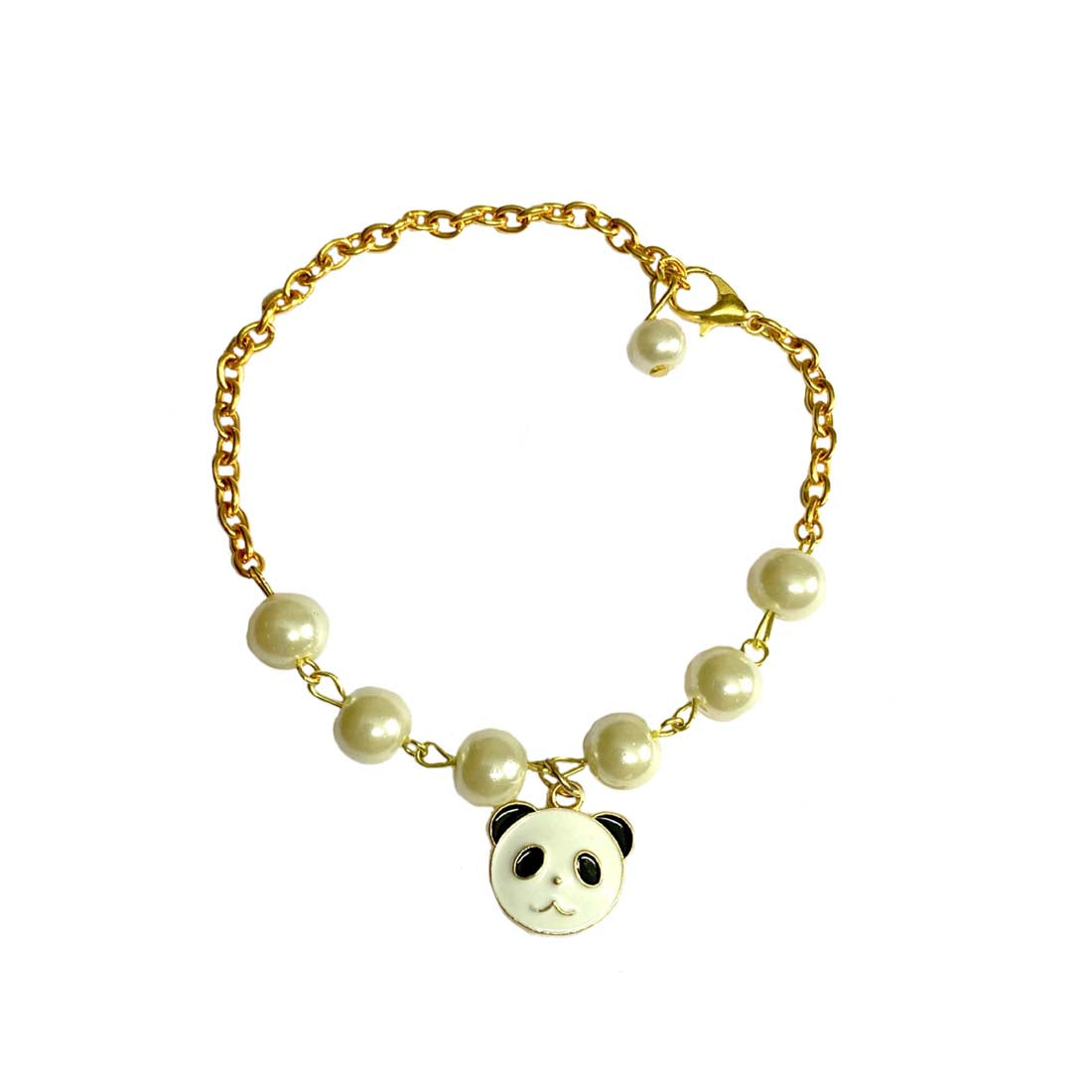 Black Panda Imitation Pearl Charm Bracelet