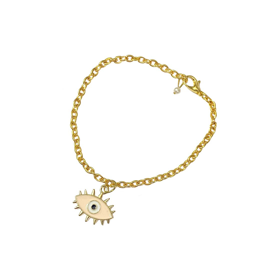 Pink Evil Eye Golden Charm Bracelet
