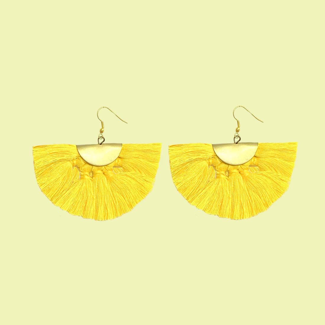 Yellow Alloy Tassel Boho Chic Metal Fringe Earrings