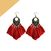 Red Alloy Tassel Boho Chic Earrings