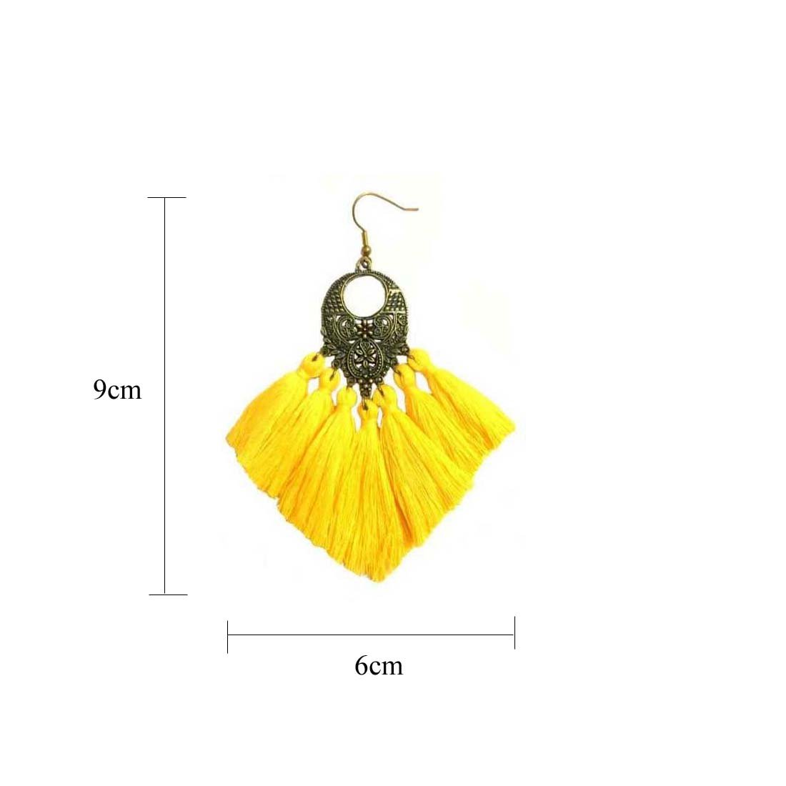 Yellow Alloy Tassel Boho Chic Earrings