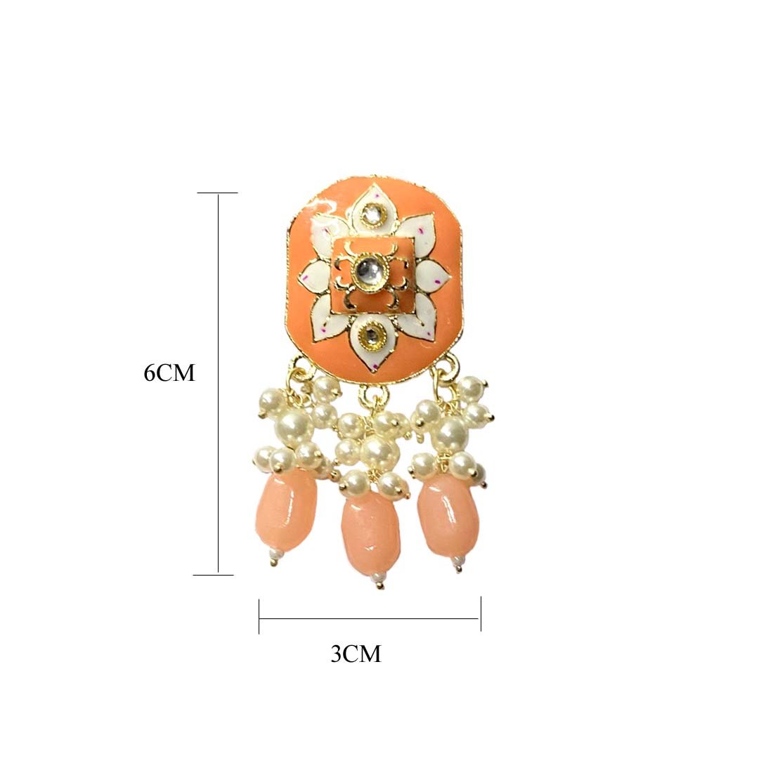 Peach Meena Floral Polki Jhumka