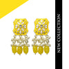Yellow Meena Floral Kundan Polki Jhumka
