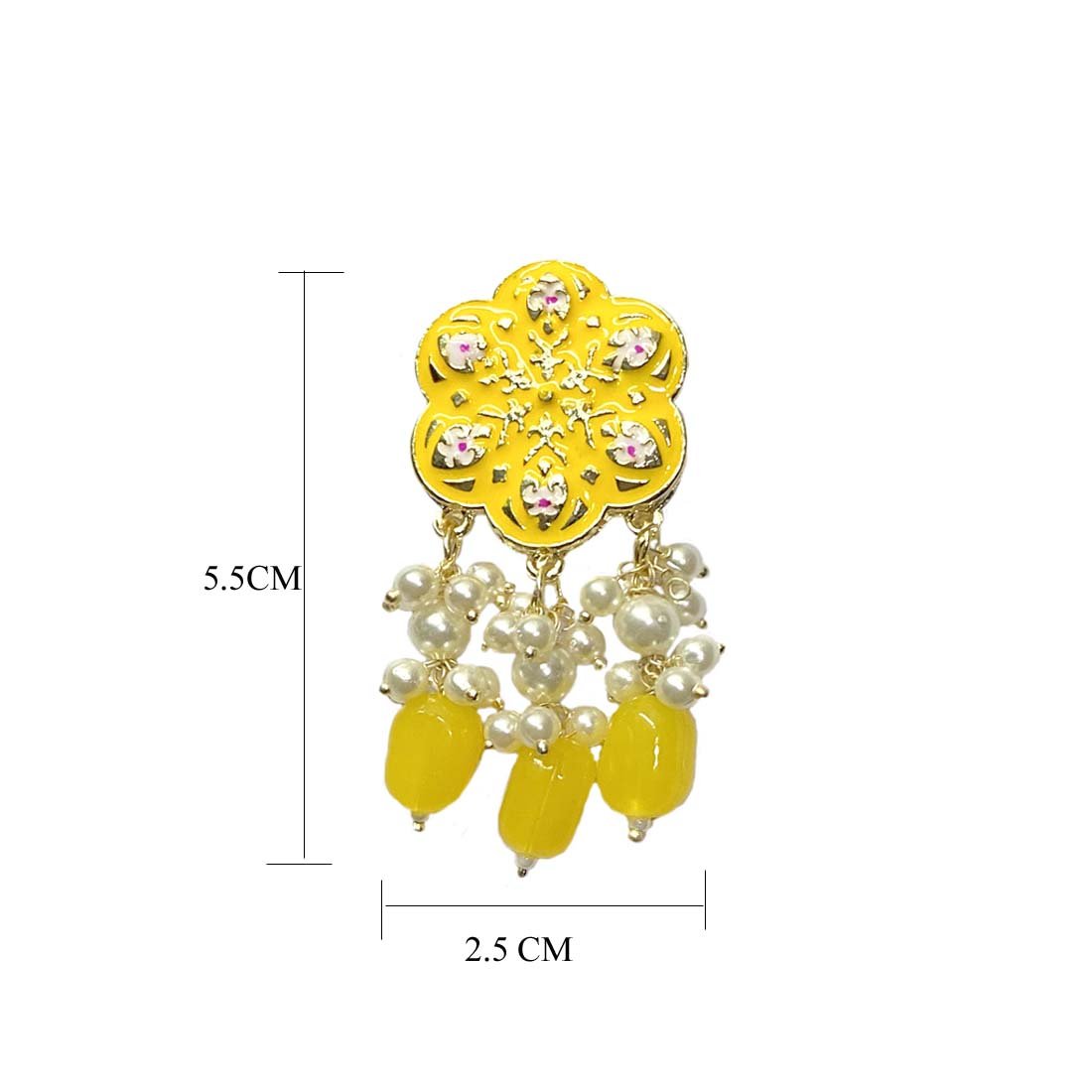 Yellow Meena Kundan Polki Jhumka