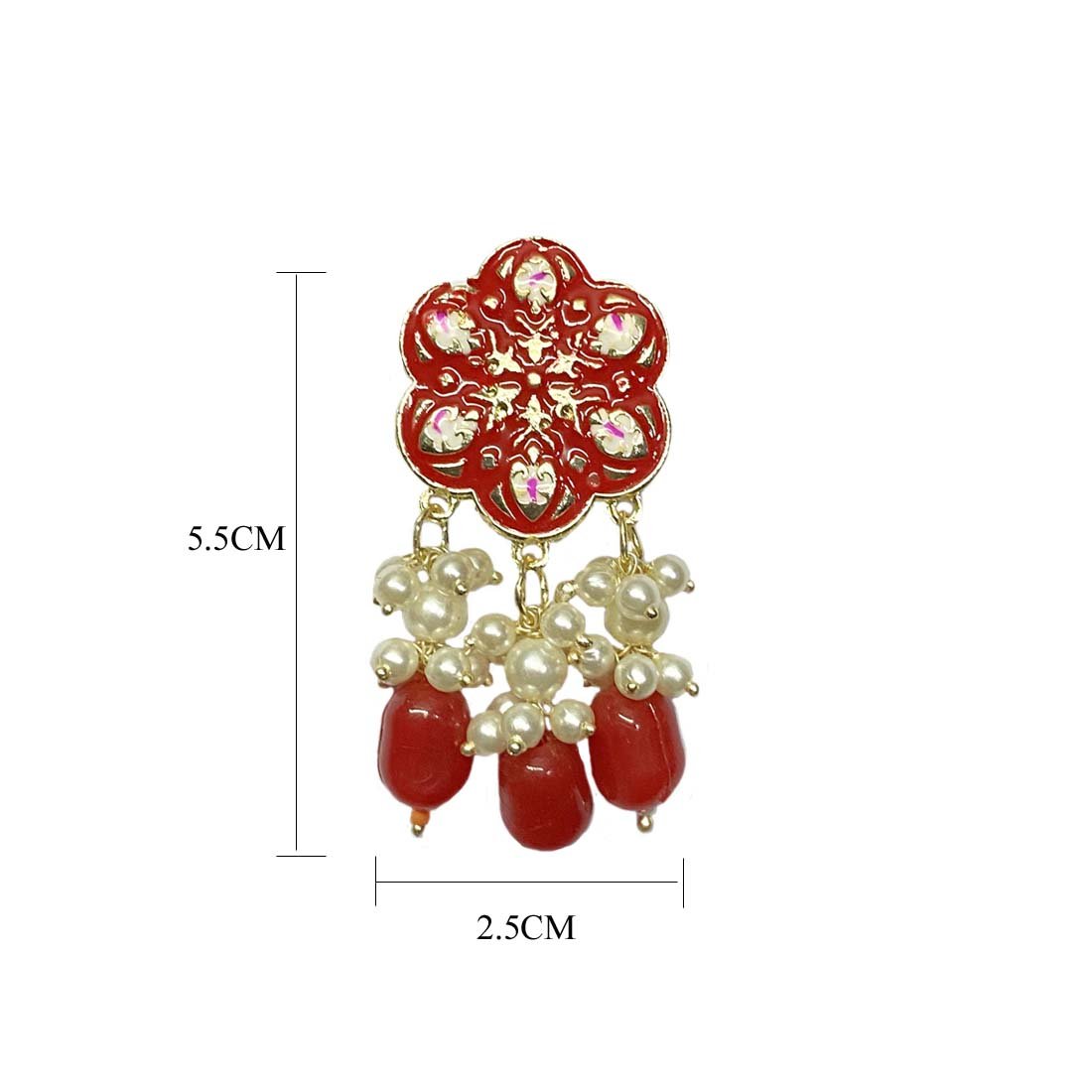 Red Meena Floral Polki Jhumka