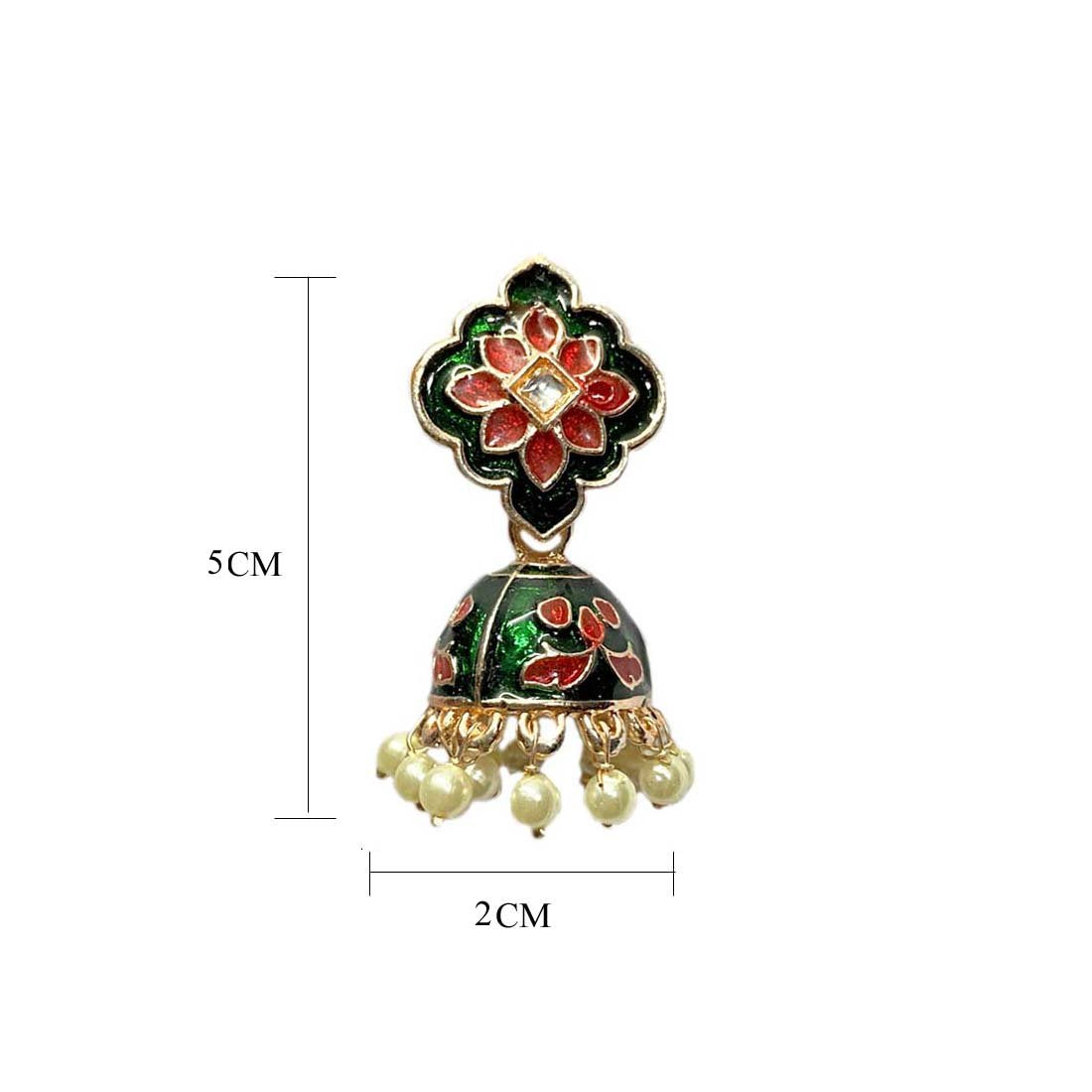 Green Meena Floral Kundan Fashion Jhumka