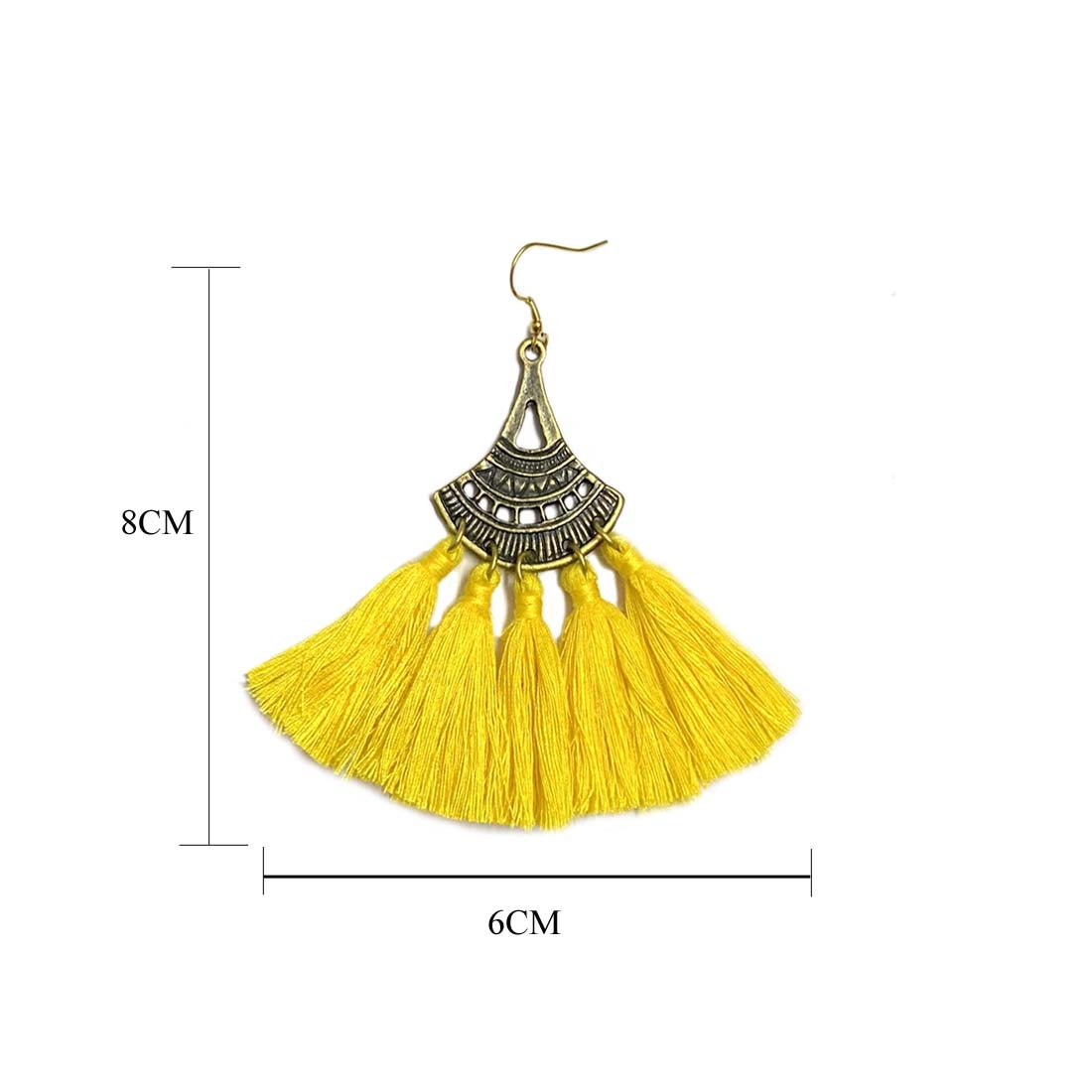 Yellow Alloy Tassel Golden Boho Earrings
