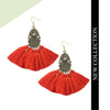 Red Alloy Tassel Boho Chic Earrings