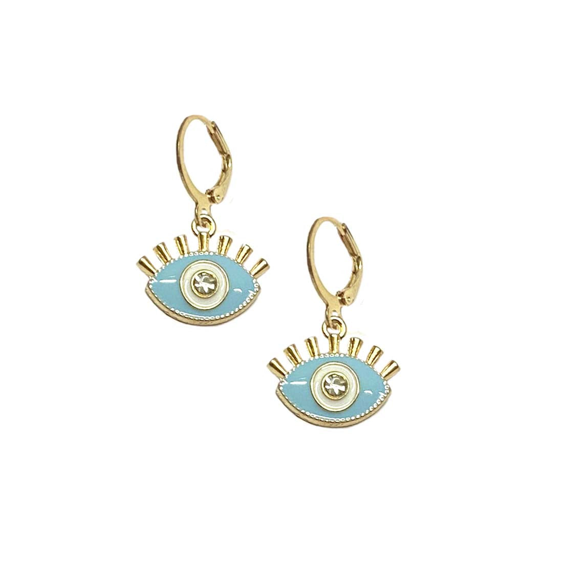 Blue Evil Eye Stone Studded Golden Earrings