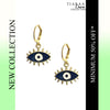 Black Evil Eye Stone Golden Earrings