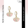 Pink Evil Eye Stone Studded Golden Earrings