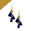 Blue Alloy Tassel Golden Bead Boho Chic Earrings