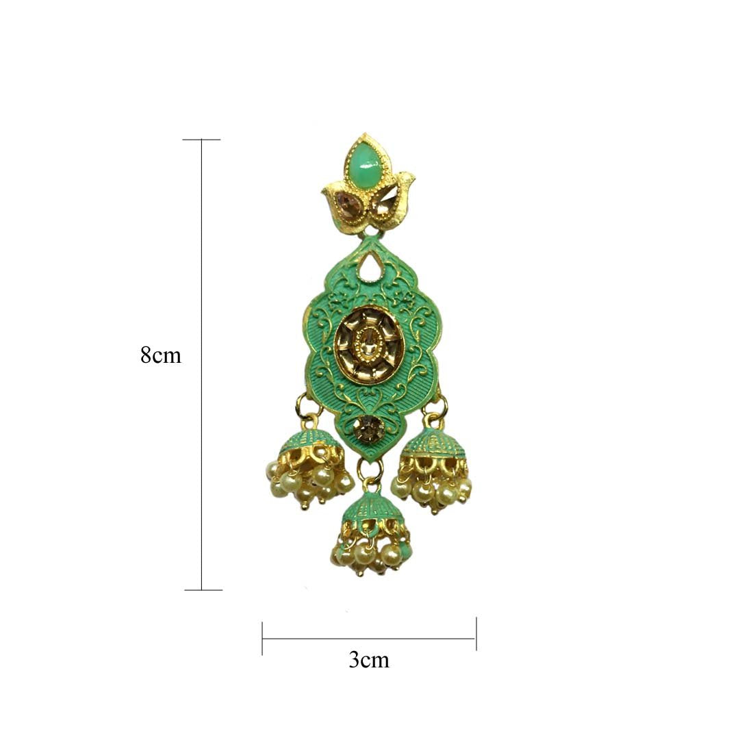 Green Meenakari Golden Pearl Fashion Earrings
