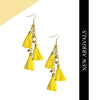 Yellow Alloy Tassel Golden Bead Boho Chic Earrings