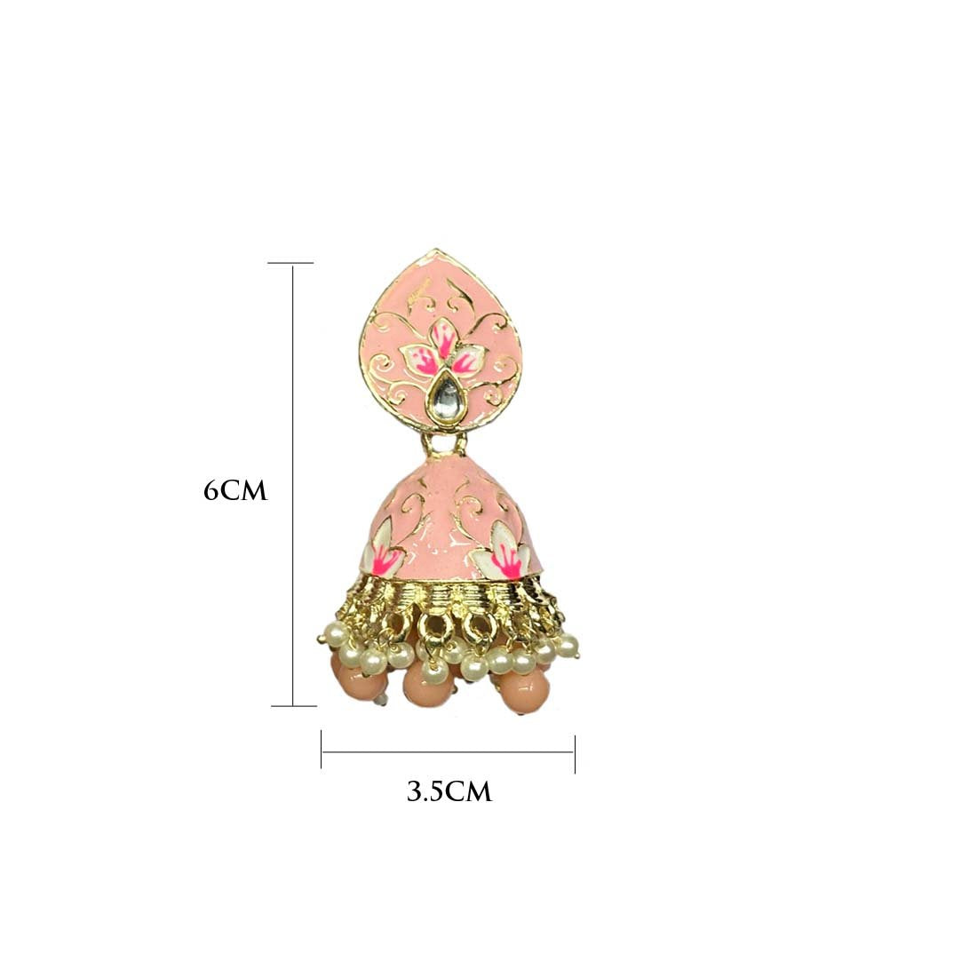 Pink Meenakari Golden Floral Polki Fashion Earring