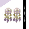 Purple Meena Floral Pearl Polki Fashion Earrings