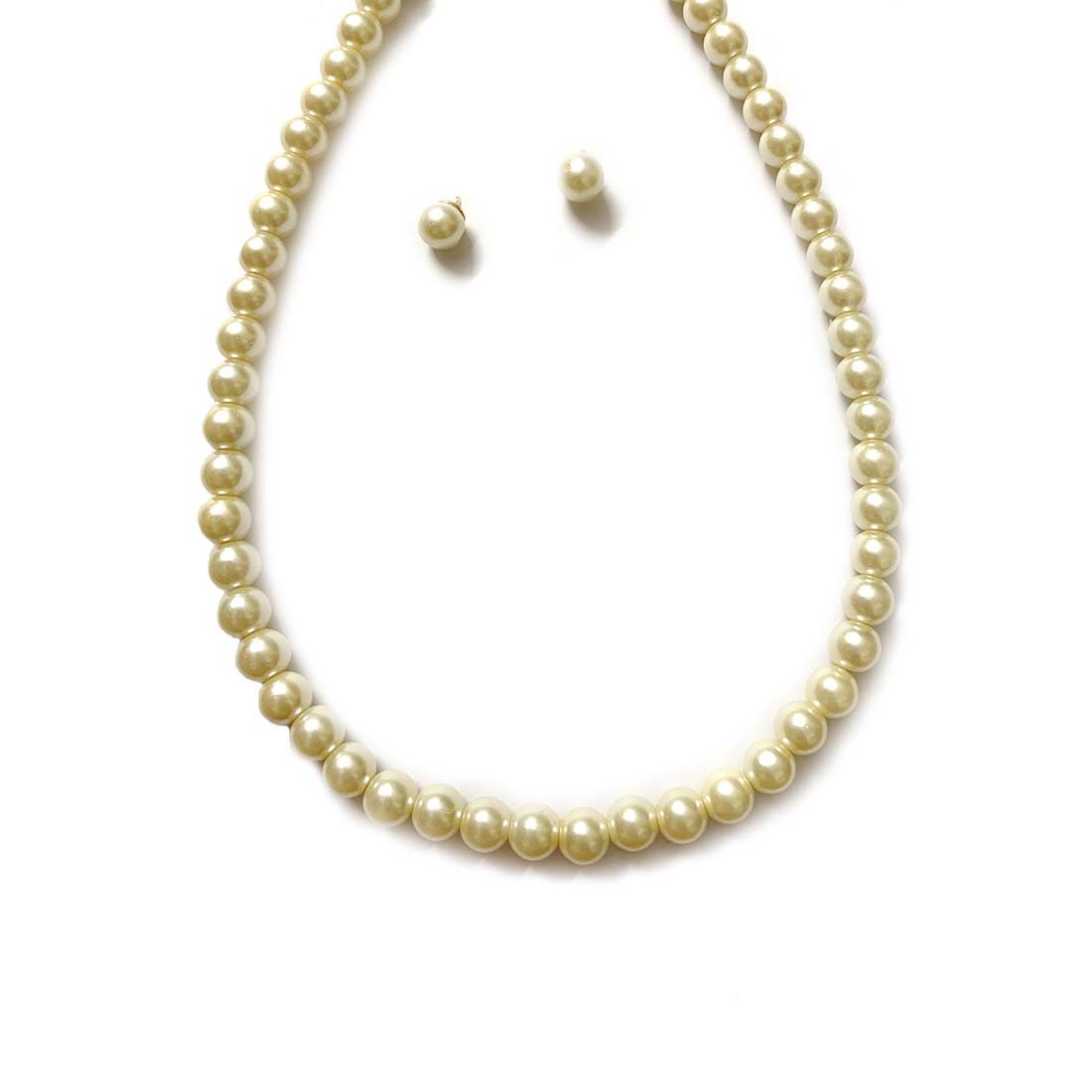 Off White Pearl Imitation Necklace Set with Earrings