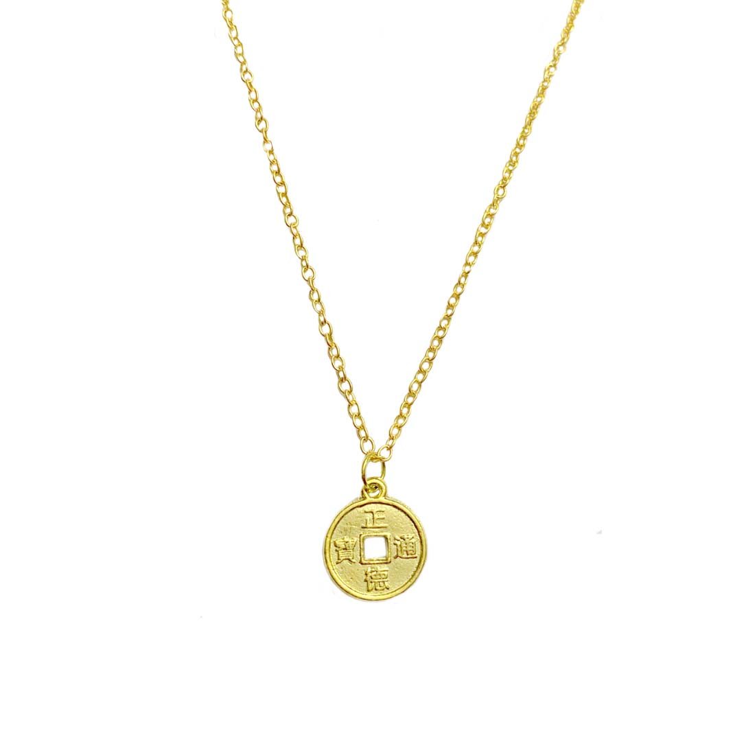 Golden Coin Chain Charm Necklace