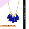 Blue Tassel Alloy Imitation Pearl Necklace